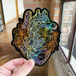 Floral Heart Holographic Vinyl Sticker