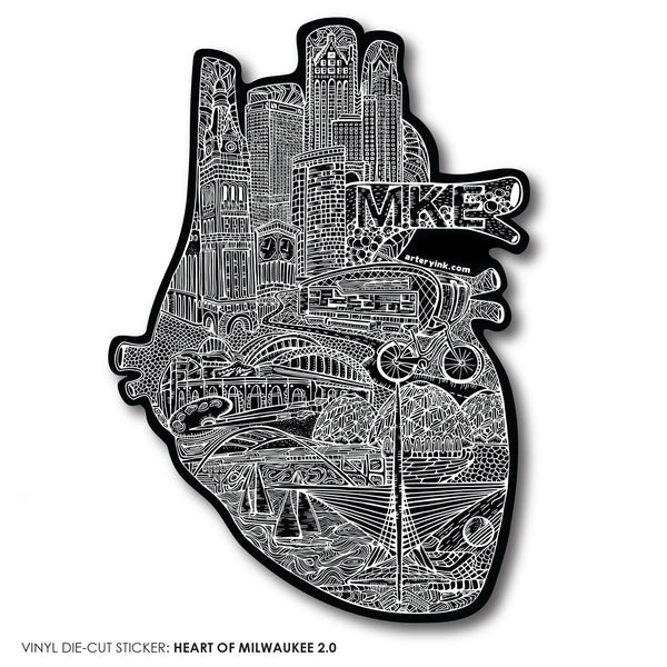 Heart of Milwaukee 2.0 Sticker arteryink