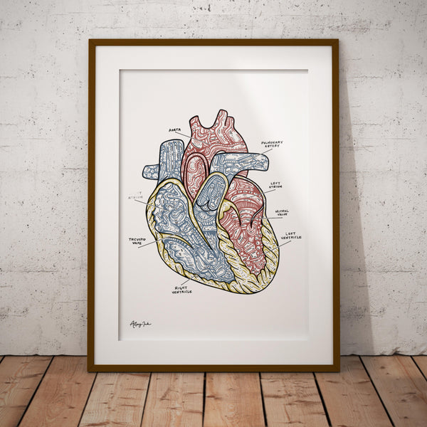Labeled Heart - 8x10 or 11x14 – arteryink