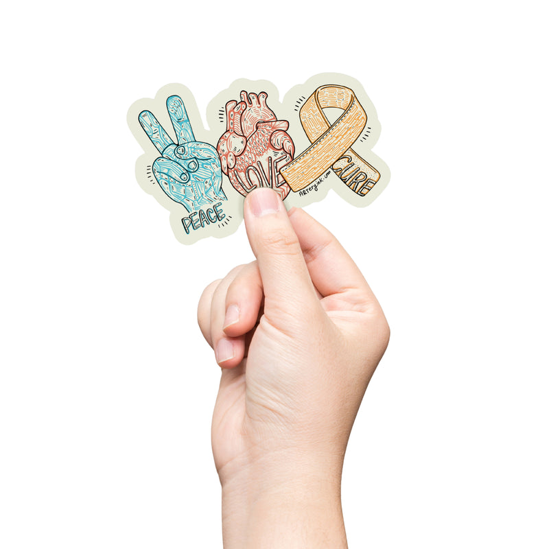 Childhood Cancer Awareness Month - "Peace, Love, Cure" Vinyl Sticker Pre-Order