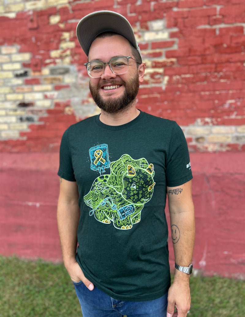 Childhood Cancer Awareness Dino "Find A Cure" Unisex T.Shirt