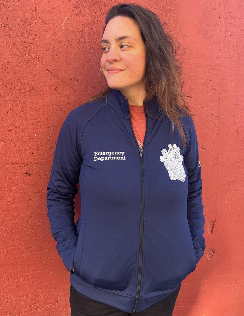 "Emergency Department" Heart & Lungs Women's Navy Cadet Jacket