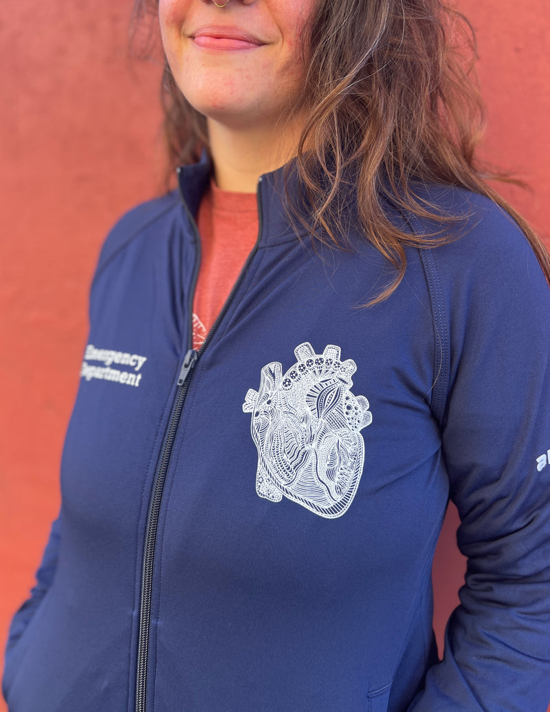 "Emergency Department" Heart & Lungs Women's Navy Cadet Jacket