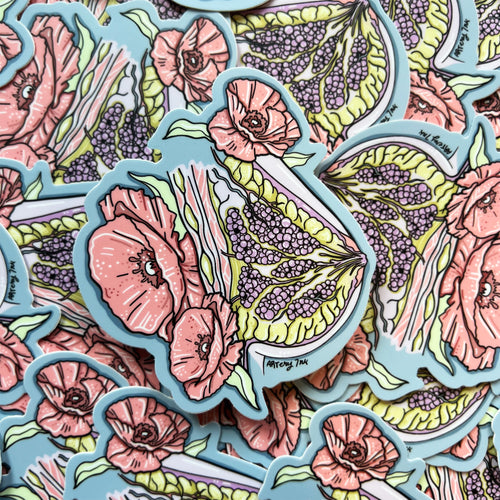 Floral Breast Vinyl Sticker