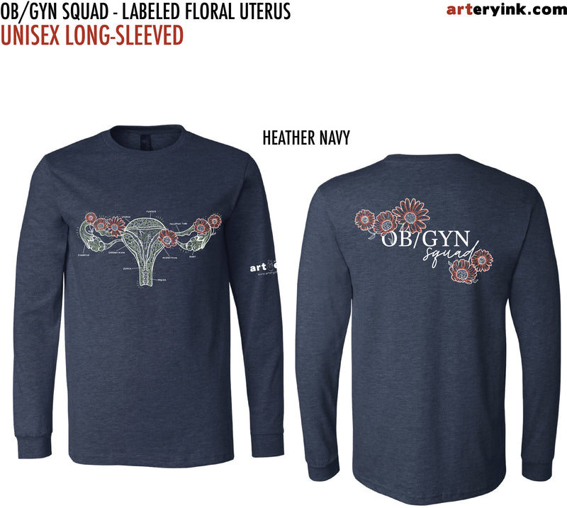 OB/GYN Squad / Labeled Floral Uterus / Pre-Order
