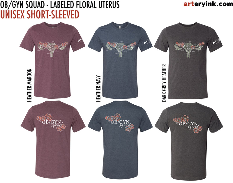 OB/GYN Squad / Labeled Floral Uterus / Pre-Order