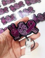 "Peace, Love, Cure" Badge Reel - Pink