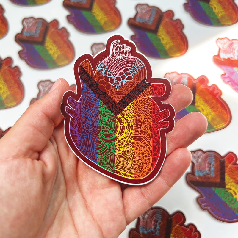 Progress Pride Heart Pride Vinyl Sticker