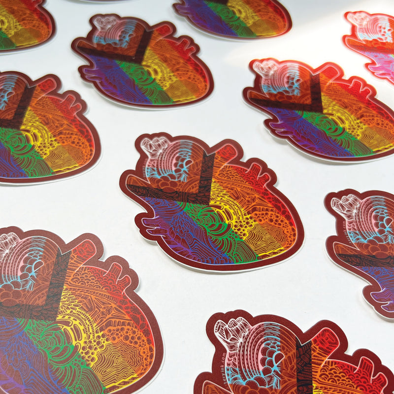 Progress Pride Heart Pride Vinyl Sticker