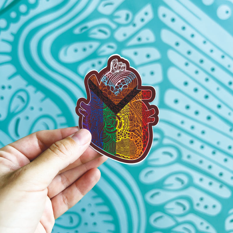 Progress Pride Heart Pride Vinyl Sticker