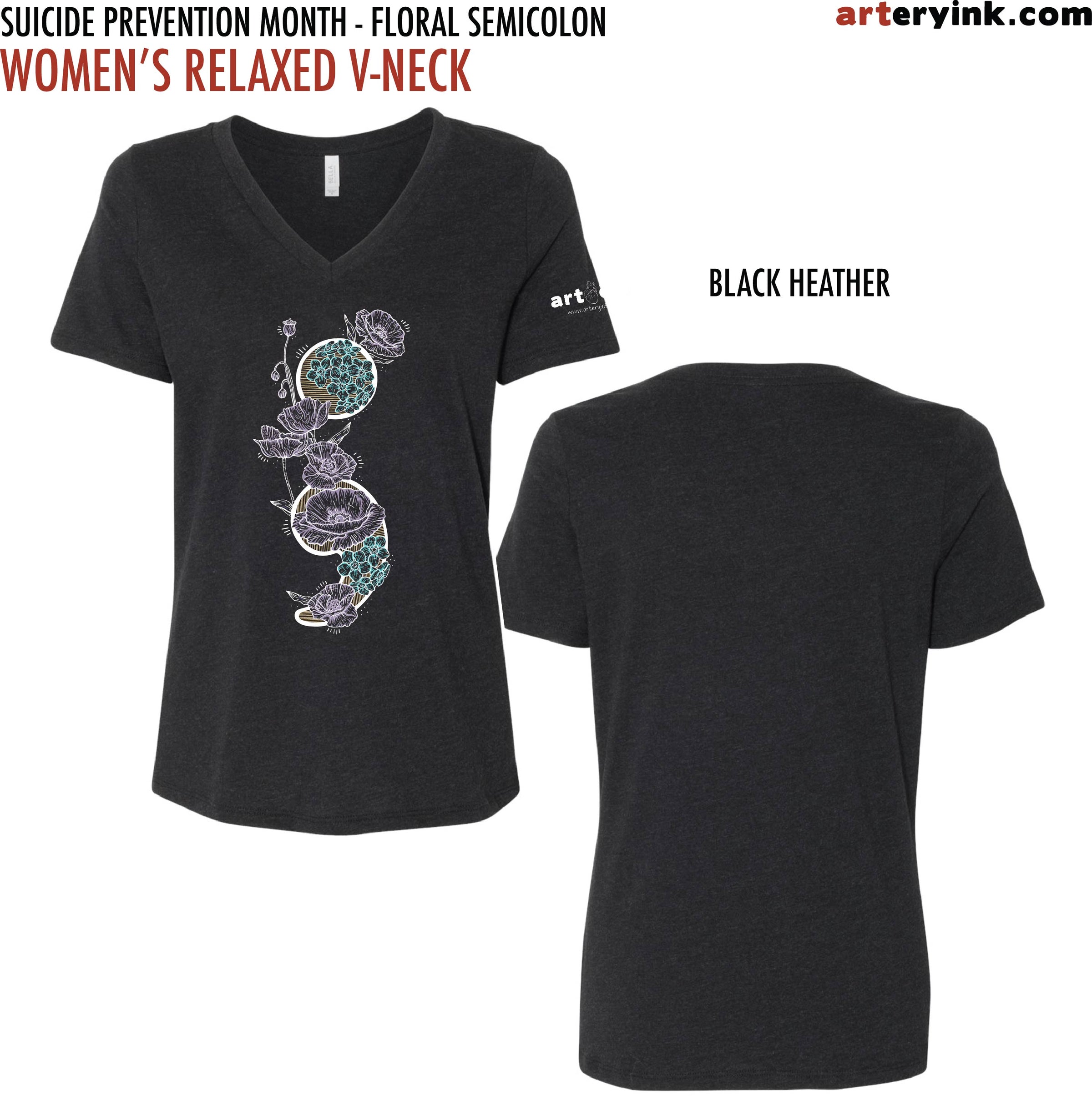 Suicide Prevention Month / Floral Semicolon / PreOrder arteryink