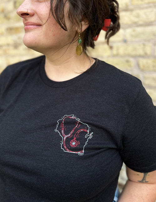 "Caring for Our Communities" - State of Wisconsin Icon Collage Unisex T.Shirt