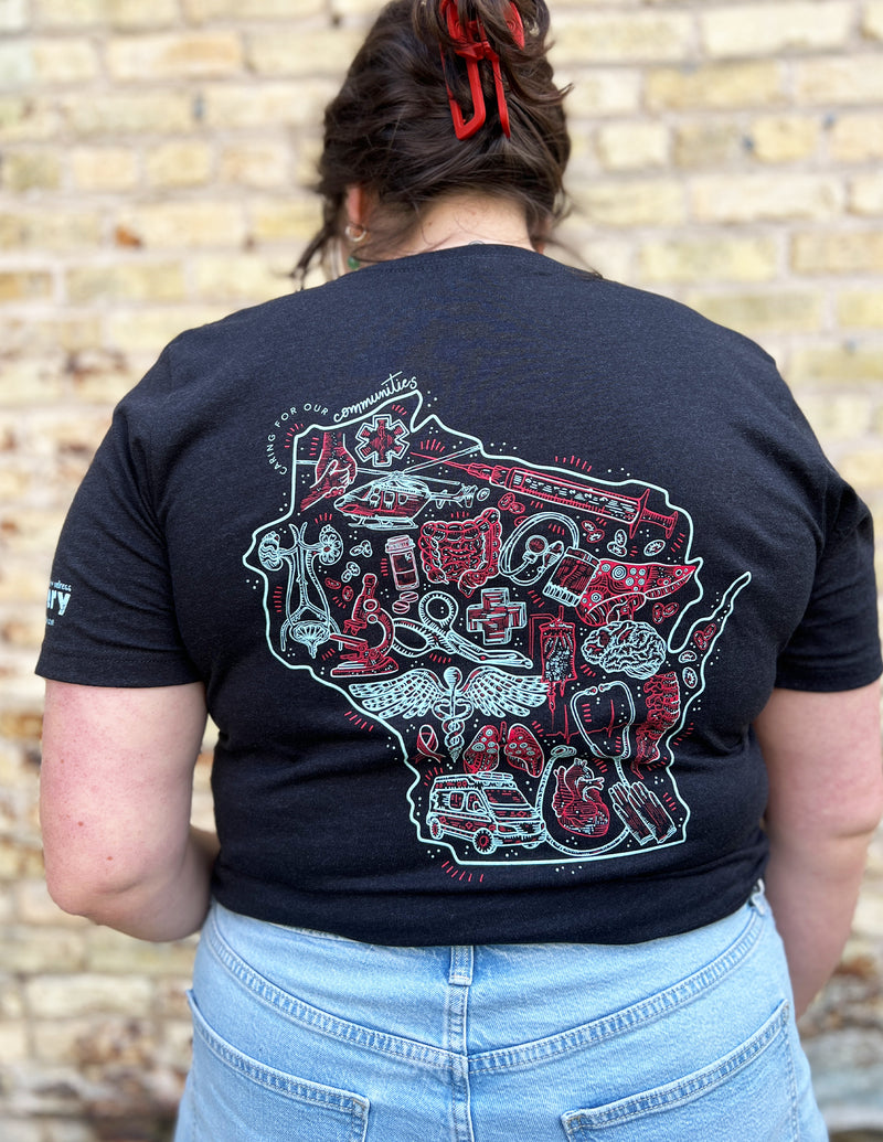 "Caring for Our Communities" - State of Wisconsin Icon Collage Unisex T.Shirt