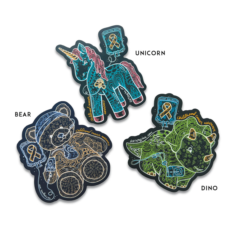 Childhood Cancer Awareness - Animal Vinyl Stickers