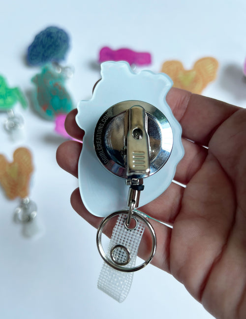 Heart Badge Reel - Teal & Red