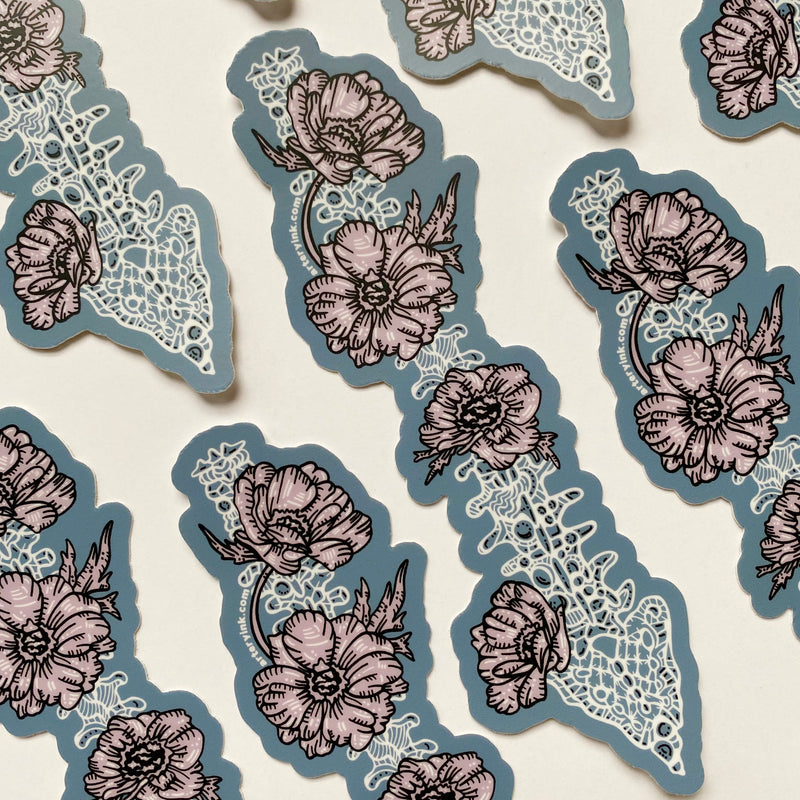 Floral Spine Vinyl Sticker