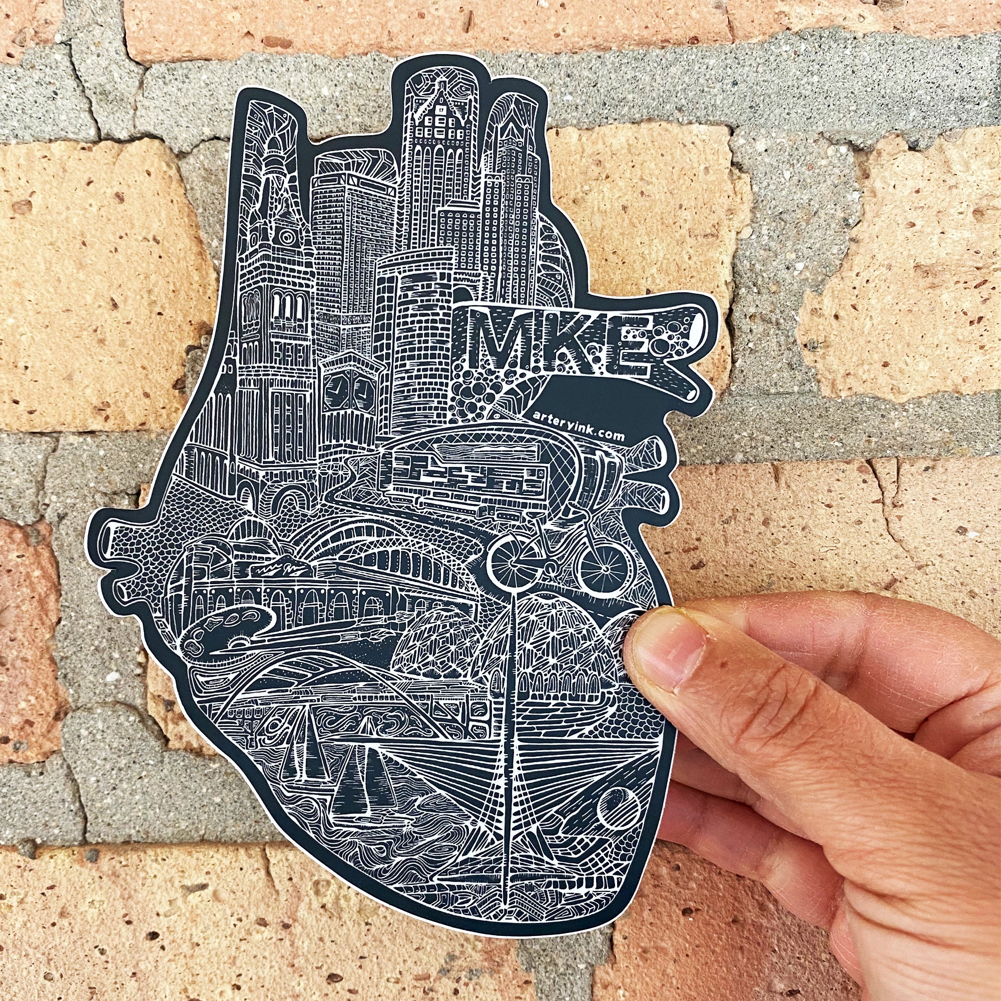 Heart of Milwaukee 2.0 Sticker arteryink