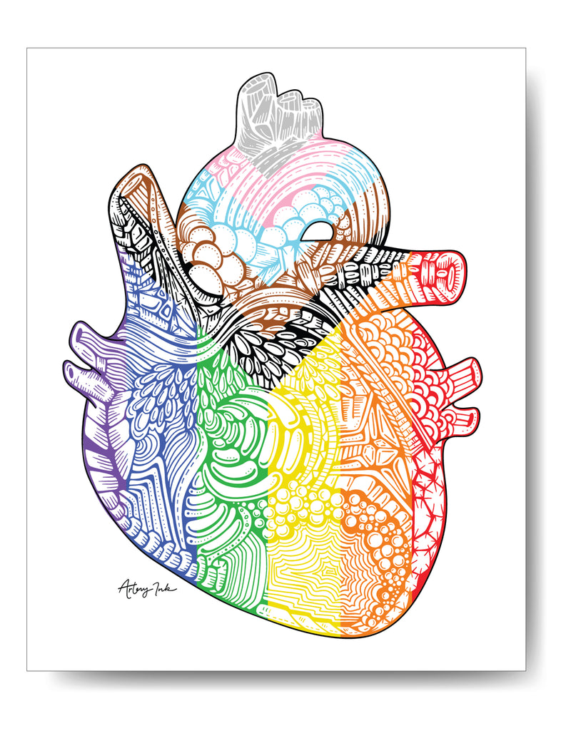 Progress Pride Heart - 8x10 or 11x14