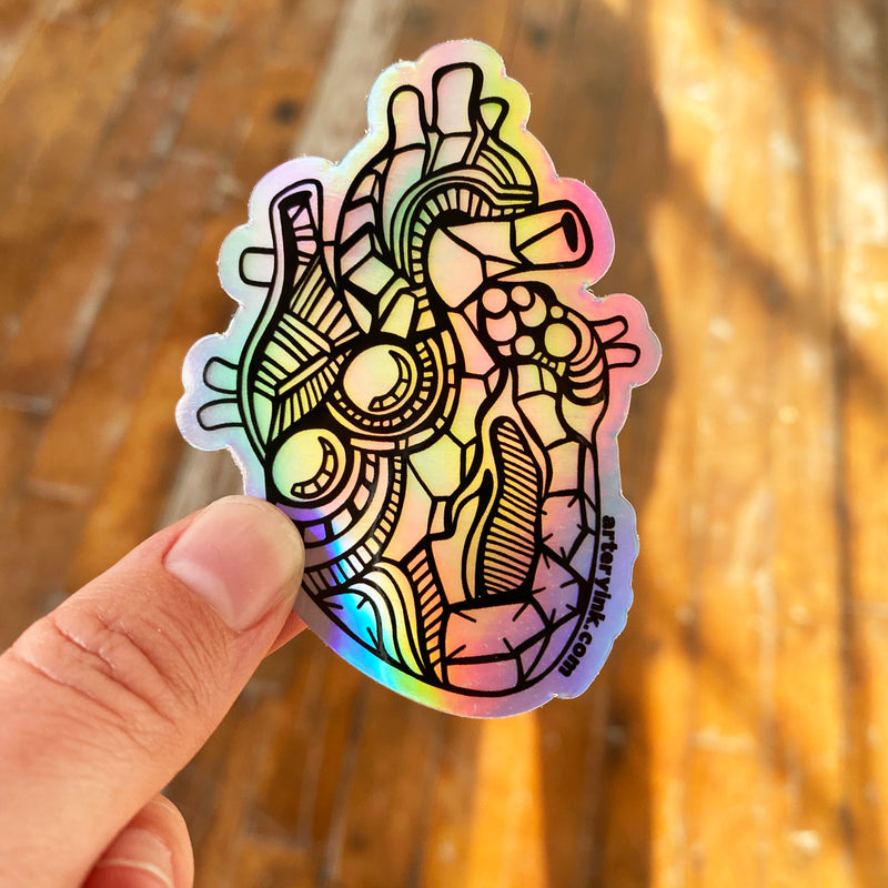 Holographic Mini Heart Vinyl Sticker – arteryink