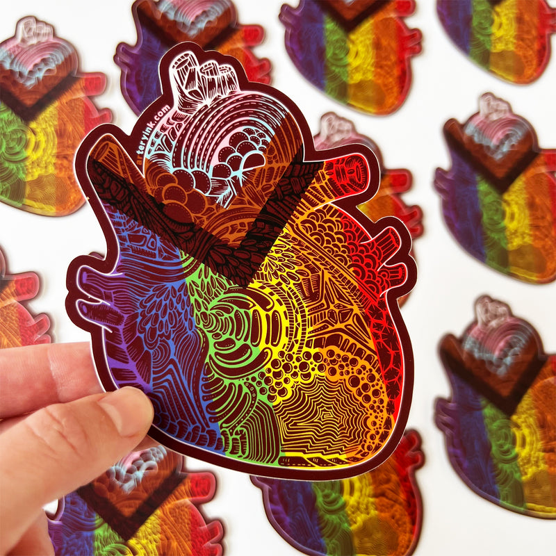 Progress Pride Heart Pride Vinyl Sticker