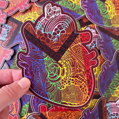 Progress Pride Heart Pride Vinyl Sticker